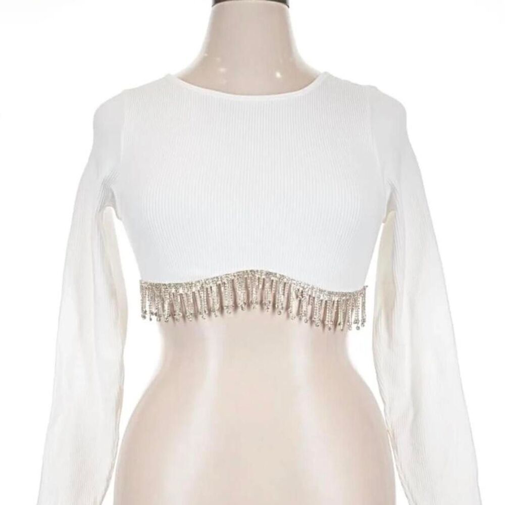Sincerely-jules-for-bandier Women's White and Cream Crop-top